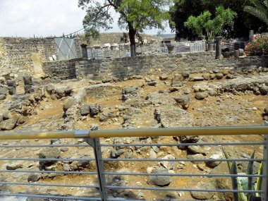 Celile Denizi kuzey kıyısında yer alan İsrail, Capernaum,. 
