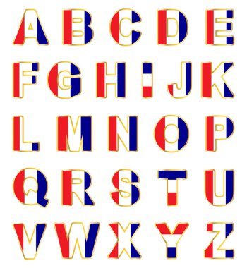 A 'dan Z' ye alfabenin vatansever stili harfleri..