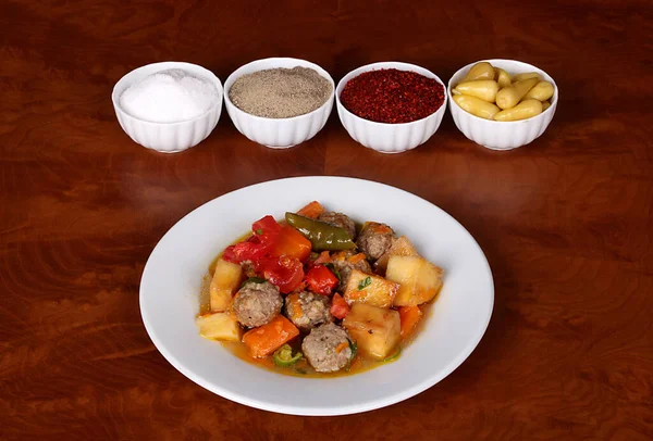 excellent turkish food veggie meatballs on spicy plate