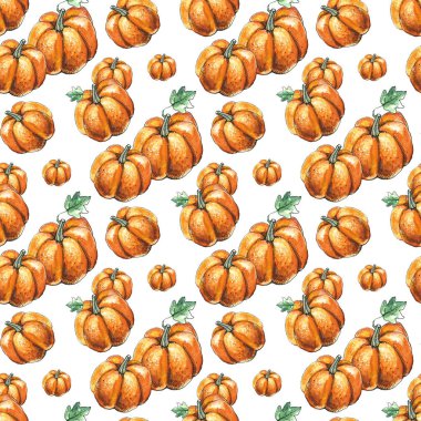 Kabak ile seamless modeli suluboya çizimi. İzole nesneleri.