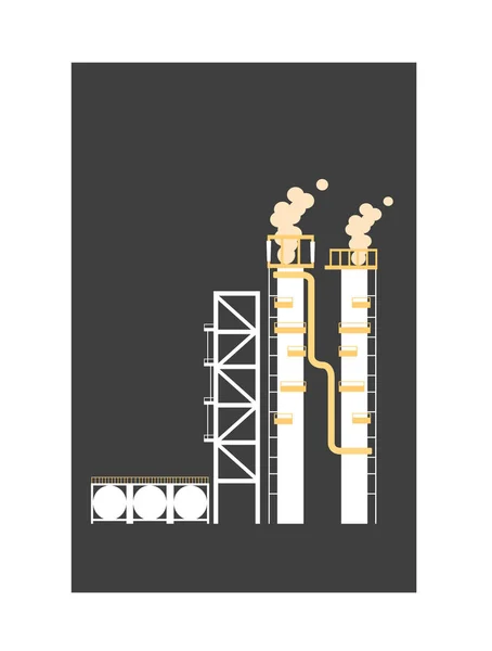 Planta Petrolera Con Torres Tanques Aceite Edificios Fábrica — Archivo Imágenes Vectoriales