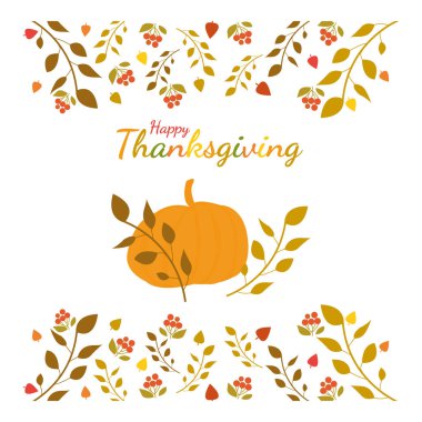Mutlu şükran günleri. Bir arka plan üzerinde kabak ile tebrik kartı.