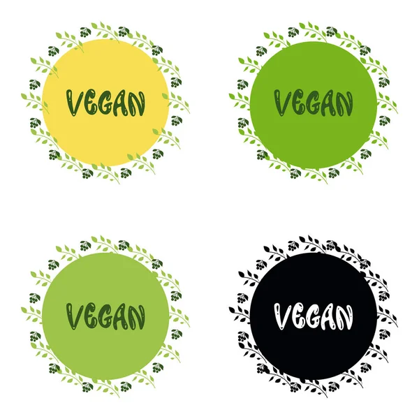 Vegano. Vector orgánico redondo eco, bio verde — Vector de stock