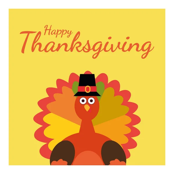 Ευχές για τη γιορτή των Ευχαριστιών. Ευχετήρια κάρτα με την Τουρκία αστείο καρτούν — Διανυσματικό Αρχείο