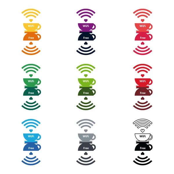 Set WiFi Café Internet café diseño de póster, vector de ilustración — Vector de stock