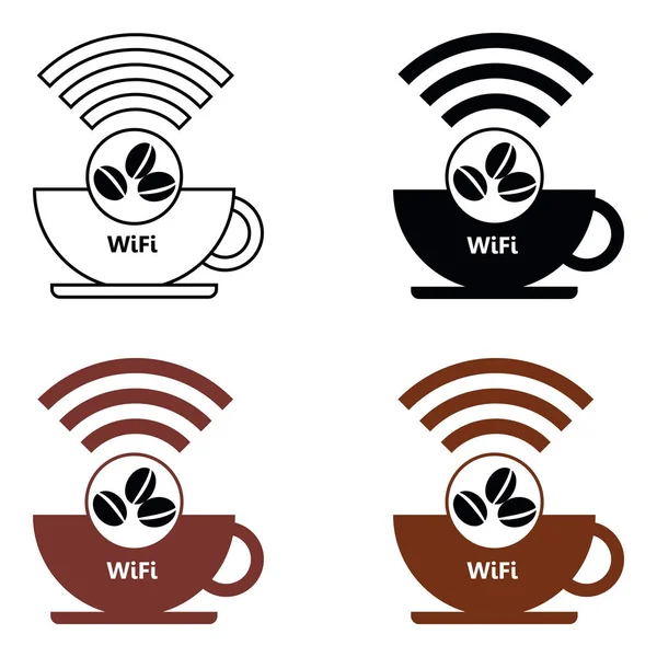 Set WiFi Café Internet café diseño de póster, vector de ilustración — Vector de stock