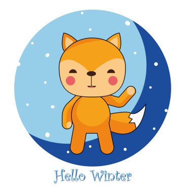 Kış yazıt tebrik kartı arka plan köknar ağacı, Ren geyiği, gerçekçi kar yağışı ve dekoratif öğeler ile Merhaba. Noel dekorasyonu. Vektör Victoria kış kartı