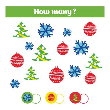 Eğitim Çocuk oyun, çocuk aktivite levha sayma. Kaç nesneleri görev. Öğrenme matematik, sayılar, ek Tema