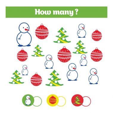 Eğitim Çocuk oyun, çocuk aktivite levha sayma. Kaç nesneleri görev. Öğrenme matematik, sayılar, ek Tema