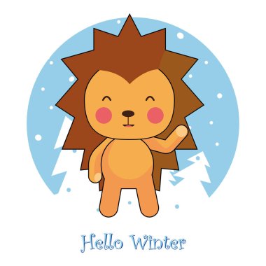 Kış yazıt tebrik kartı arka plan köknar ağacı, Ren geyiği, gerçekçi kar yağışı ve dekoratif öğeler ile Merhaba. Noel dekorasyonu. Vektör Victoria kış kartı