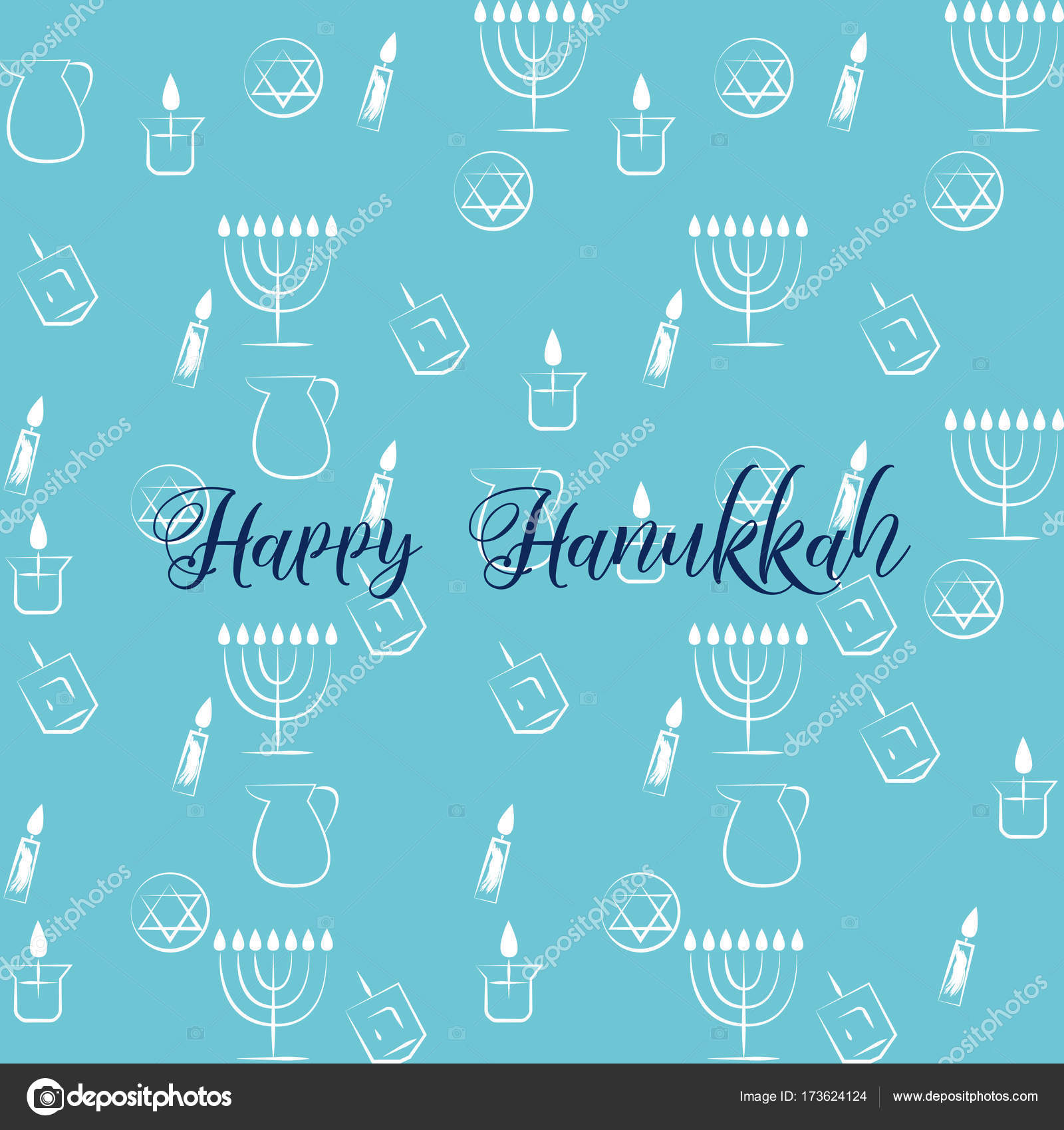 Hanukkah Traditional Jewish Holiday Symbols Set Vector Collection Of