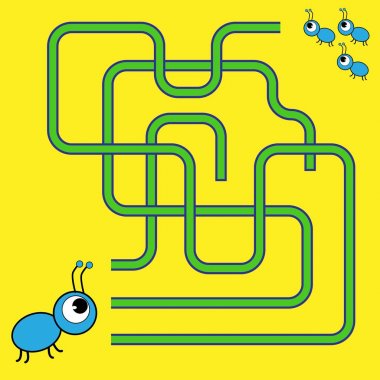 Yolları veya labirent Puzzle etkinlik oyunu çizgi film gösterimi. Çocuklar öğrenme oyunları toplama