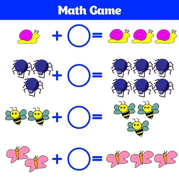 Математична освітня гра для дітей. Вивчення таблиці віднімання для дітей, підрахунок активності. Векторні ілюстрації — стоковий вектор