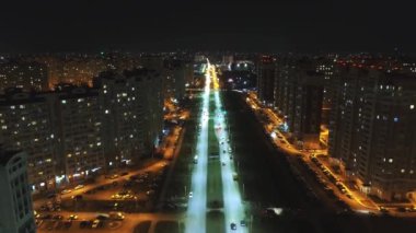 Rostov-on-Don, Rusya - Kasım 2019: İkamet kompleksi Leventsovsky geceleri yukarıdan