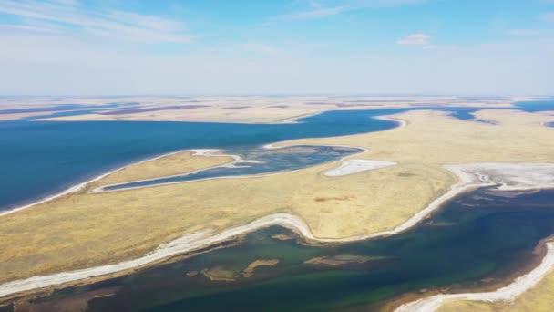 Jezero Manych Gudilo shora, největší slané jezero v Evropě — Stock video