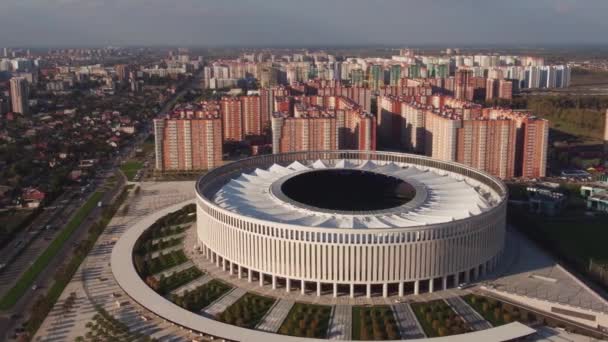 Krasnodar, Rusya - 2016: Yukarıdan Krasnodar futbol stadyumu — Stok video