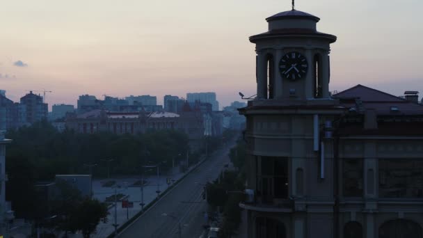 Rostov-on-Don, Russia - 2019: Bolshaya Sadovaya street, morning, aerial view — ストック動画