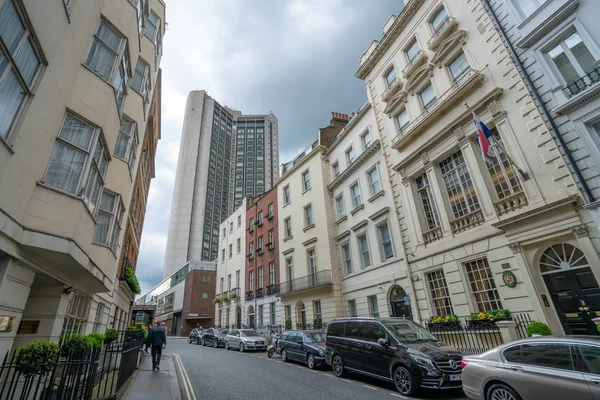 Londyn - 2019: Hertford Street, Mayfair, Konsulat Generalny Panamy — Zdjęcie stockowe