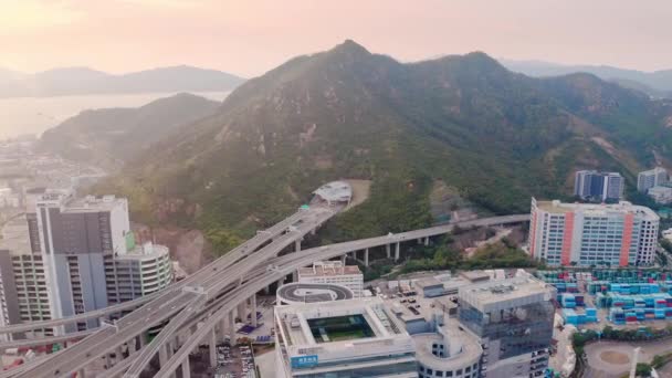 Hong Kong, China - 2020: Mount Chun Fa Lok, tunnel entrance from Stonecutters bridge — ストック動画