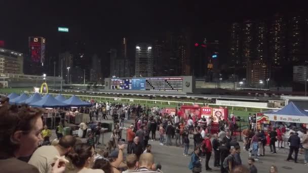 Hong Kong, China - 2020: Happy Valley Racehouse - grandstand and field — Stock Video