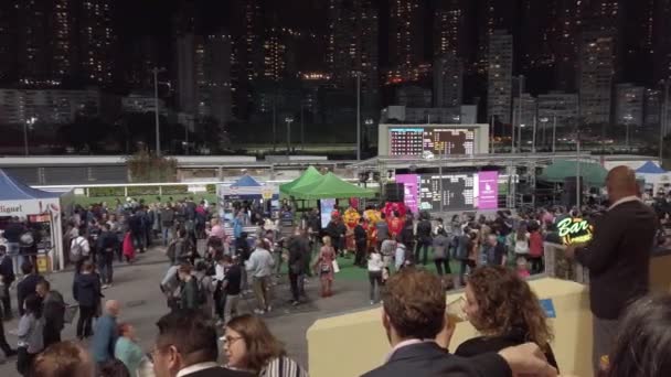 Hong Kong, China - 2020: Happy Valley Racehouse - grandstand and field — Stock Video