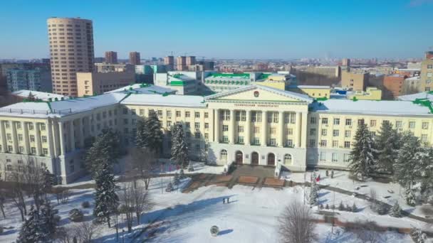 Rostov-on-Don, Russia - 2020: Don State Technical University in winter aerial view — Stockvideo