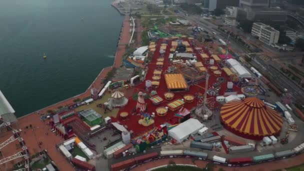 Hong Kong, China - 2020: pretpark van bovenaf — Stockvideo