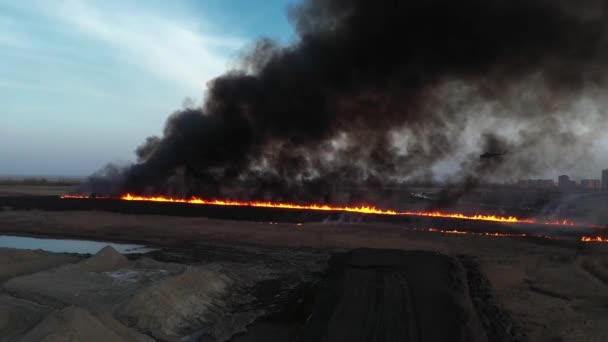 Ростов-на-Дону, Росія - 28 березня 2020: Гелікоптер гасить пожежу — стокове відео