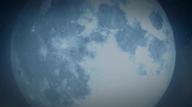 Noel gecesi ay closeup, Ren geyiği Santa kızak akıp