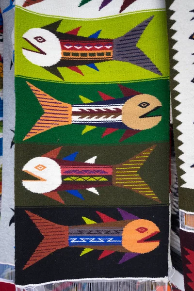 Colourful textiles in Otavalo — Stock Photo, Image
