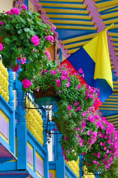 Balcony with blooming flowers — Stock Photo, Image