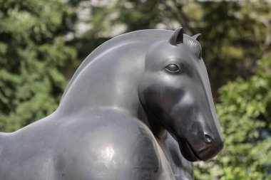 Botero heykel closeup ayrıntıları Medellin Kolombiya 