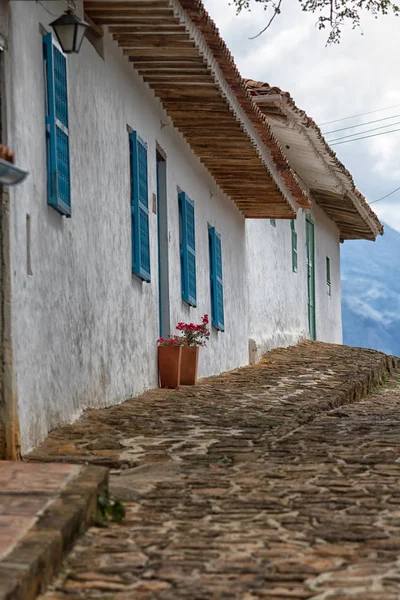 Fehér gyarmati házak Barichara, Kolumbia — Stock Fotó