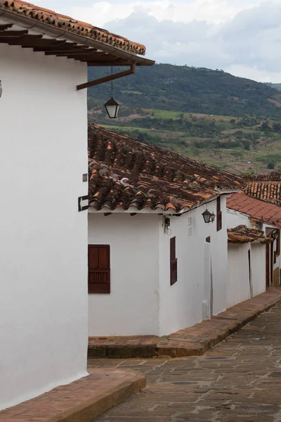 Casas coloniales blancas en Barichara COlombia — Foto de Stock