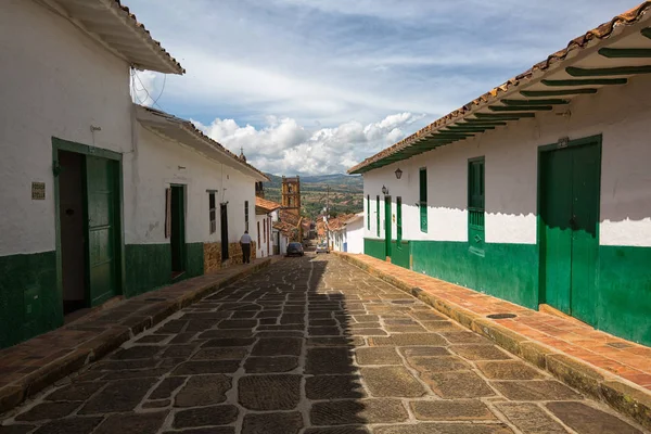 Barichara Colombia koloniale straatmening — Stockfoto