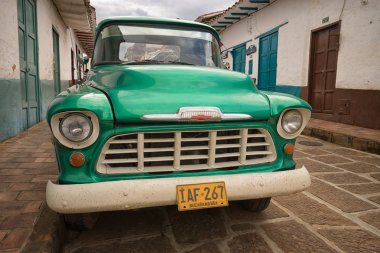classic truck in Barichara Colombia clipart