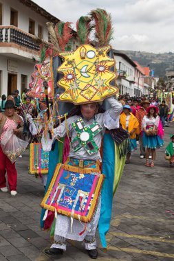 large headdress worn during Corpus Christi festival in Ecuador  clipart