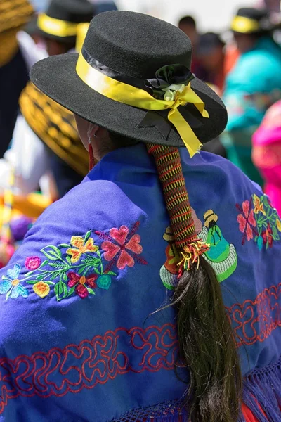 Juni 2017 Pujili Ecuador Bestickte Traditionelle Frauenkleidung Detailaufnahme Beim Fronleichnamsfest — Stockfoto