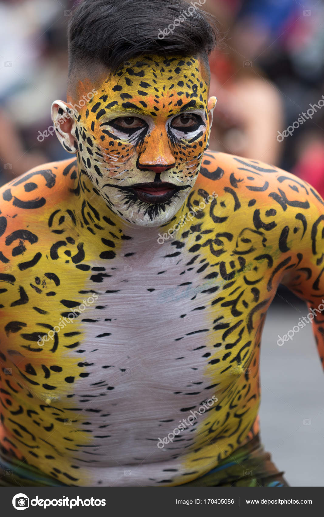 Man Painted As A Jaguar Stock Editorial Photo - 