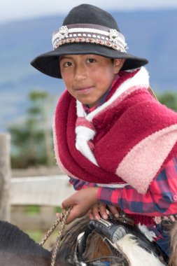 closeup of a young boy in the Ecuadorian Andes  clipart