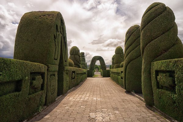 topiary in the Tulcan Ecuador cemetery 