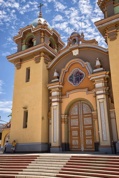 March 2017 Tumbes Peru Church Centre Tropical Town Known Finest — Stock Photo, Image