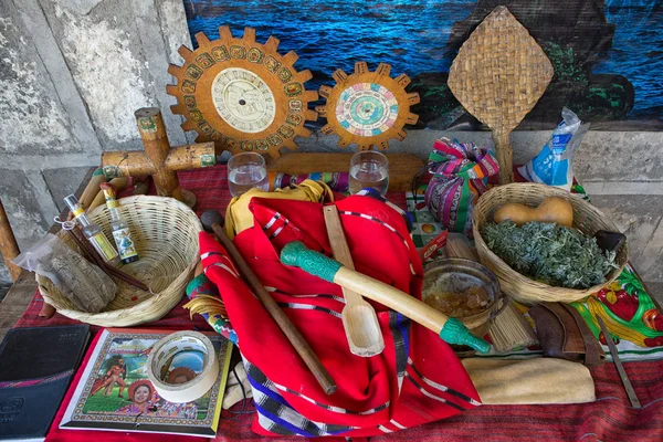 Fevereiro 2015 San Pedro Laguna Guatemala Objetos Religiosos Perdidos Ritual — Fotografia de Stock
