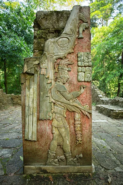 bas-relief carving at the Palenque ruins Chiapas Mexico