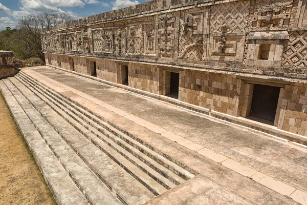 Detalhes Arquitetônicos Sítio Arqueológico Uxmal Yucatan México — Fotografia de Stock