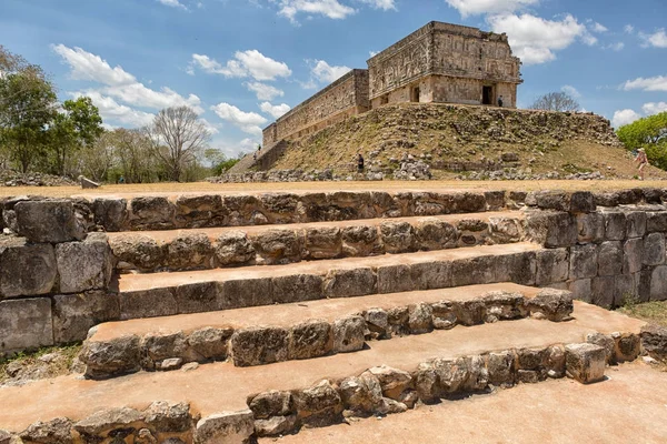 Abril 2014 Uxmal México Escaleras Palacio Gobernadores Sitio Arqueológico Uxmal — Foto de Stock