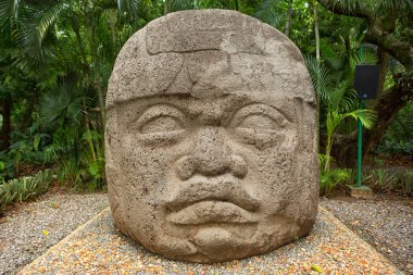 olmec basalt head in Mexico  clipart