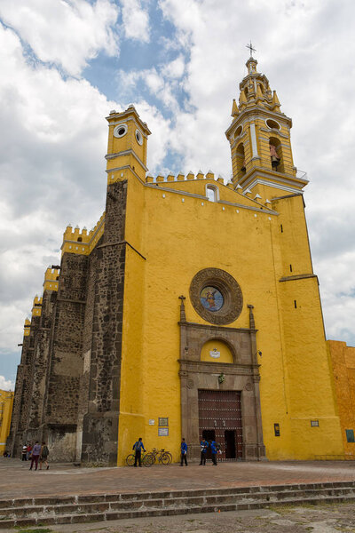 colonial cthedral building in Cholula, Mexico