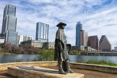 Stevie Ray Vaughan heykel Austin, Teksas, ABD
