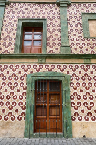 March 2014 Cholula Mexico Colonial House Decorated Tiles Facade Historic — Stock Photo, Image